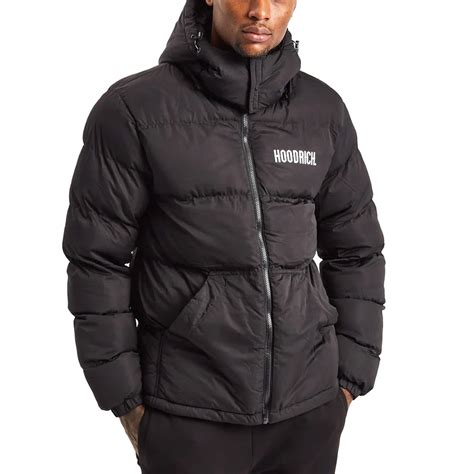 black puffer jacket with hoodie.